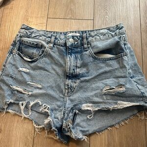 Forever 21 Light Blue Distressed Jean Shorts